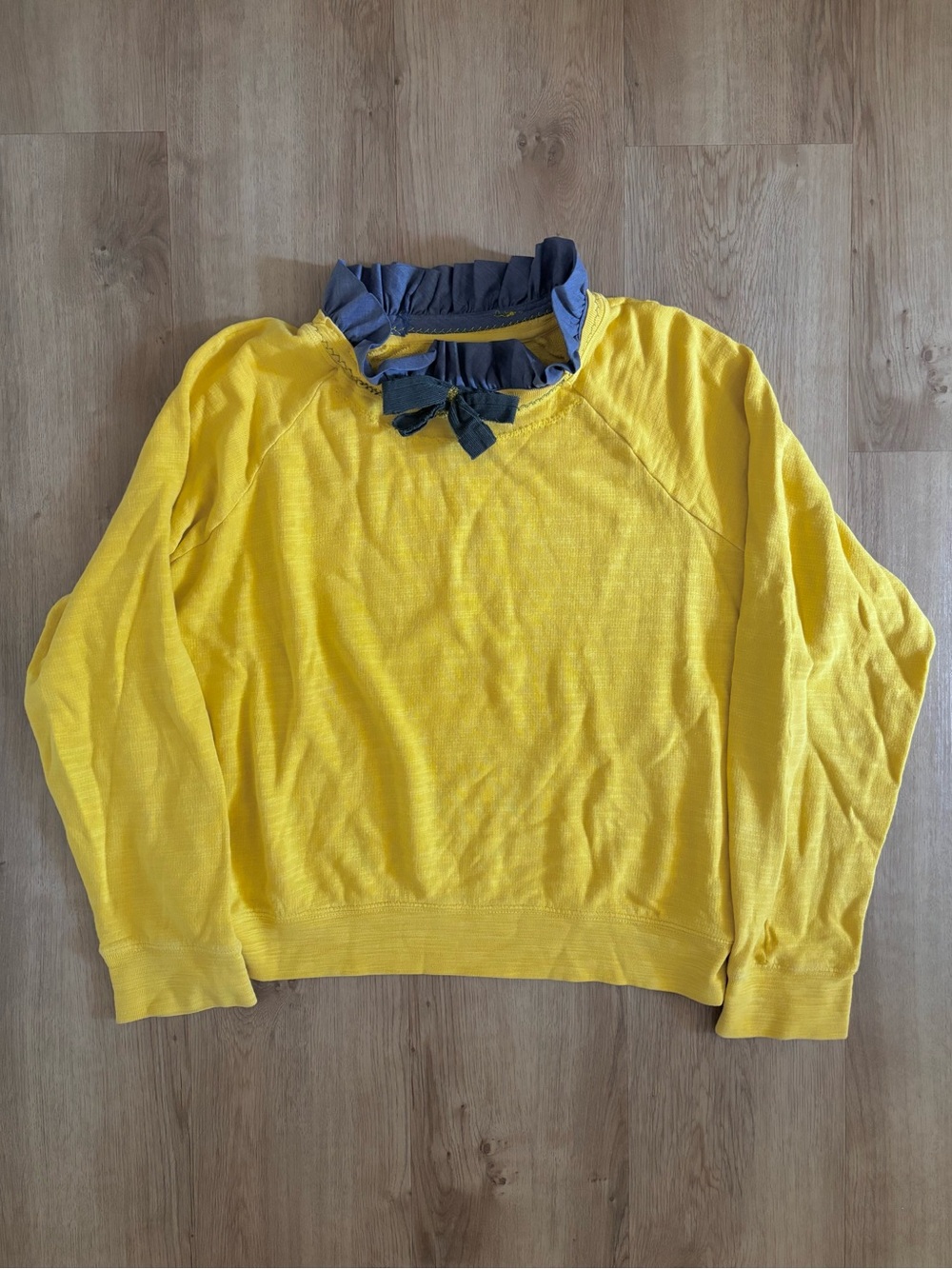 J. Crew Sweatshirt Women’s M Upcycled Ruffle Collar Bow Artsy Folksy Romantic